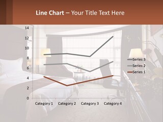 A Bed Room With A Neatly Made Bed And A Chair PowerPoint Template