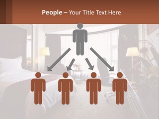 A Bed Room With A Neatly Made Bed And A Chair PowerPoint Template