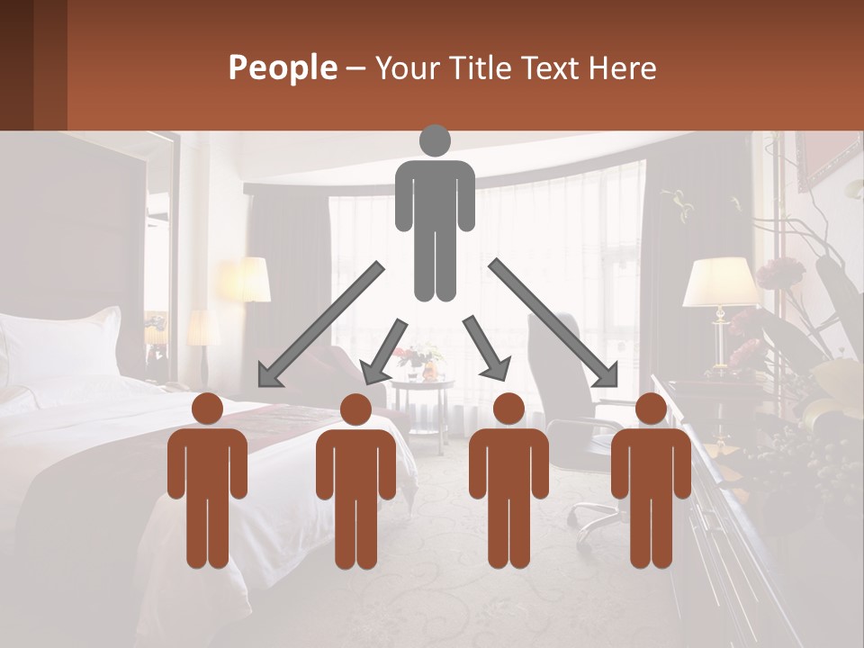 A Bed Room With A Neatly Made Bed And A Chair PowerPoint Template