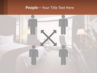 A Bed Room With A Neatly Made Bed And A Chair PowerPoint Template