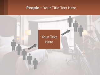 A Bed Room With A Neatly Made Bed And A Chair PowerPoint Template