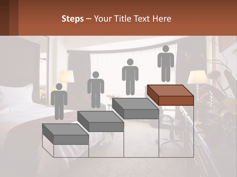 A Bed Room With A Neatly Made Bed And A Chair PowerPoint Template