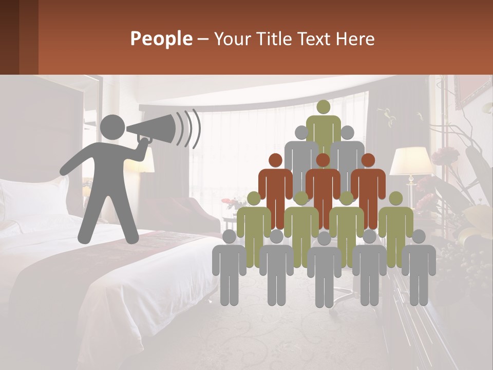 A Bed Room With A Neatly Made Bed And A Chair PowerPoint Template