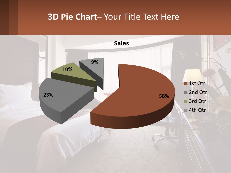 A Bed Room With A Neatly Made Bed And A Chair PowerPoint Template