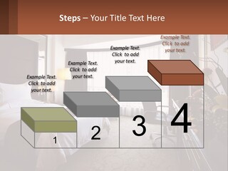 A Bed Room With A Neatly Made Bed And A Chair PowerPoint Template