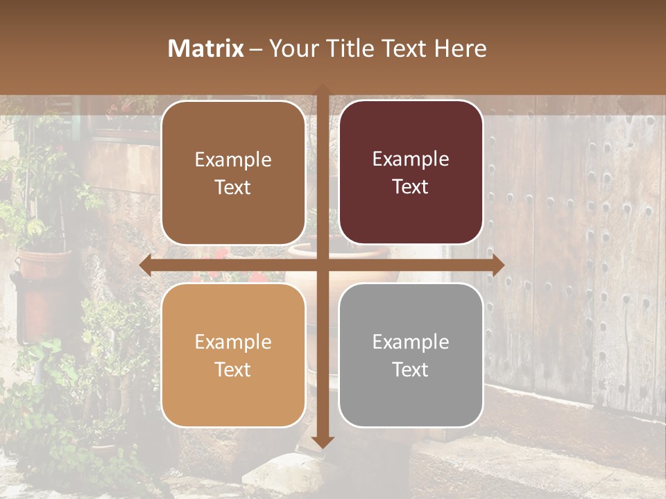 A Picture Of A Building With Potted Plants In Front Of It PowerPoint Template