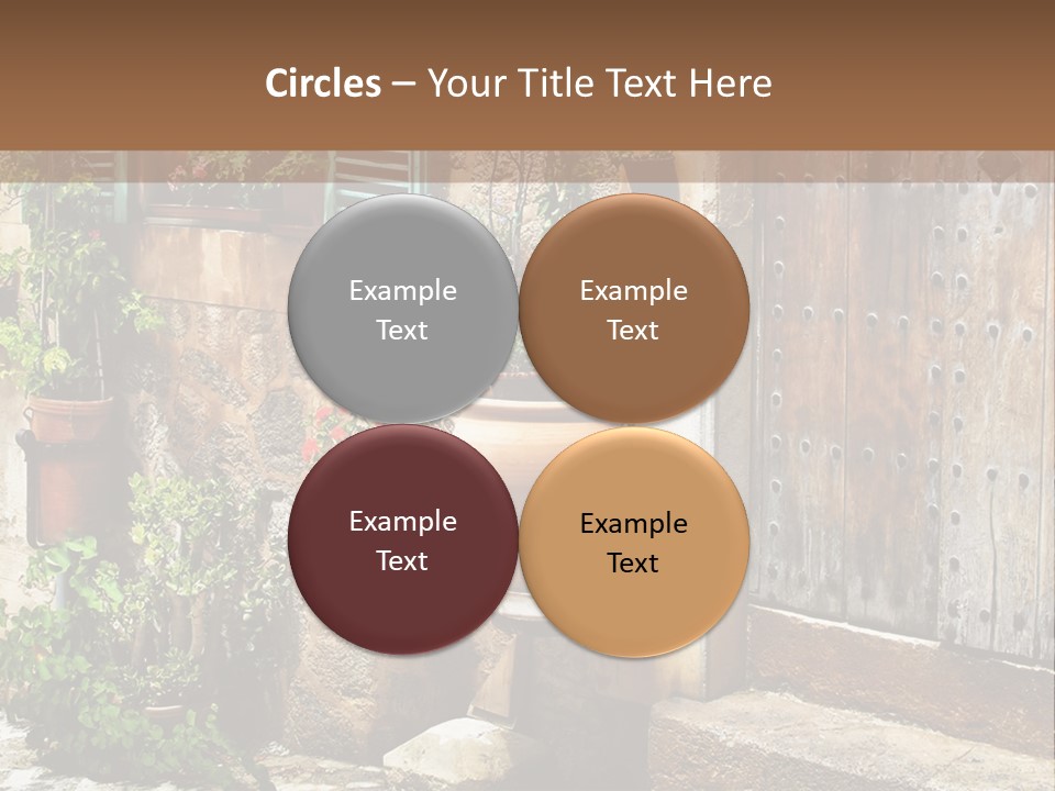 A Picture Of A Building With Potted Plants In Front Of It PowerPoint Template