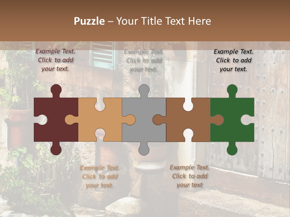 A Picture Of A Building With Potted Plants In Front Of It PowerPoint Template