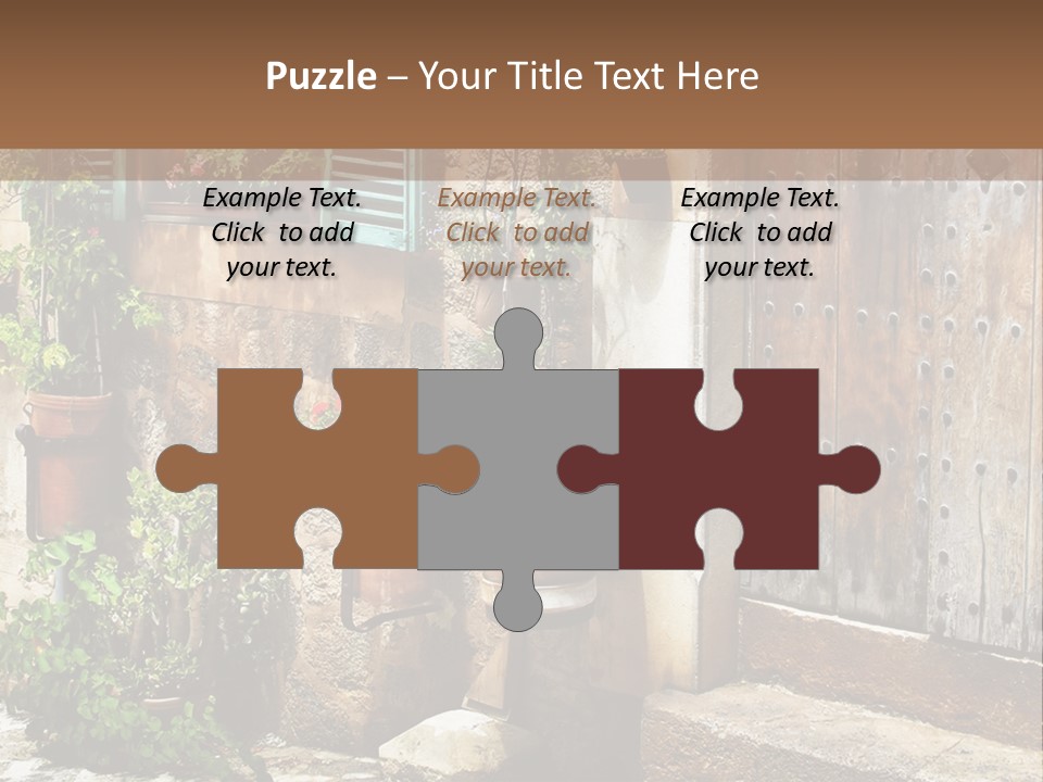 A Picture Of A Building With Potted Plants In Front Of It PowerPoint Template