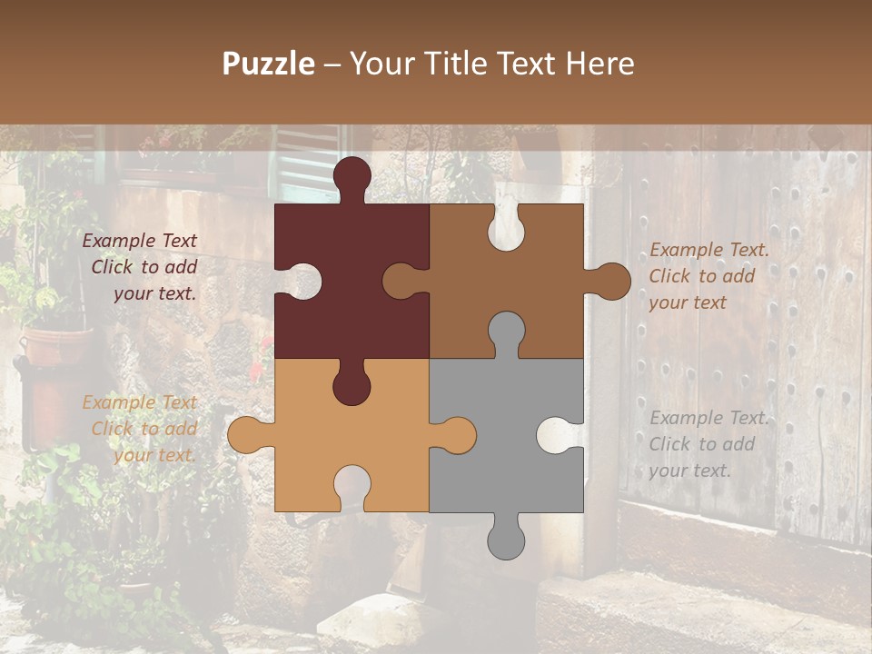 A Picture Of A Building With Potted Plants In Front Of It PowerPoint Template