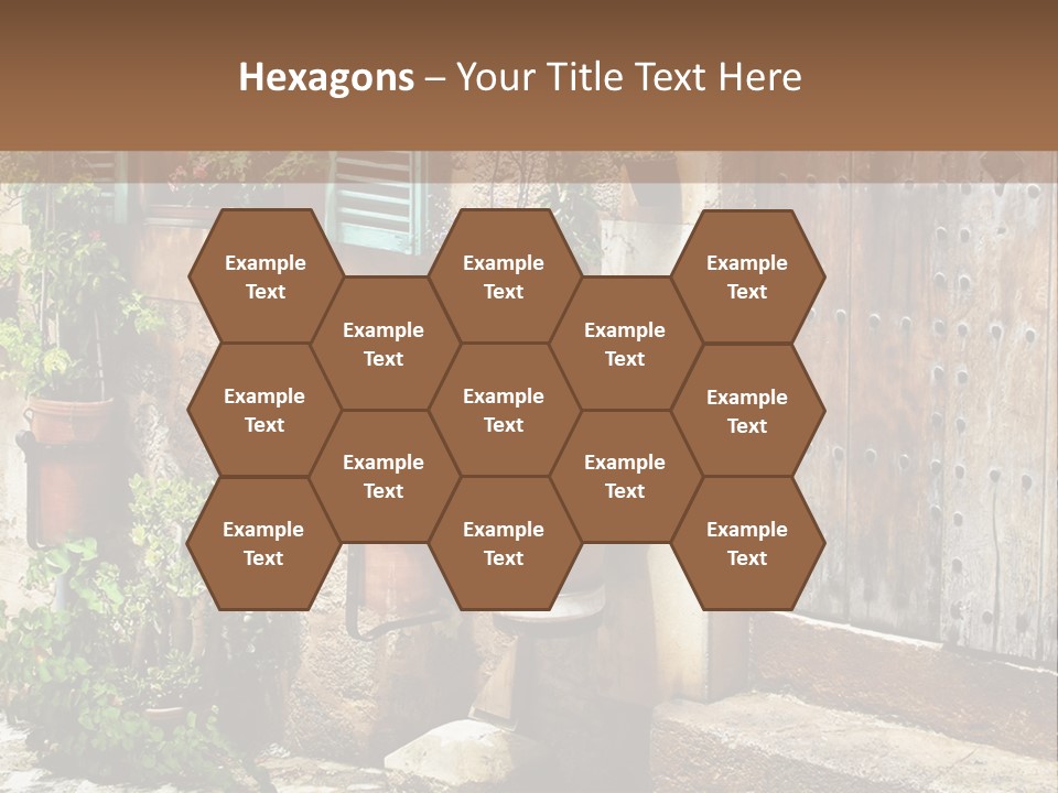 A Picture Of A Building With Potted Plants In Front Of It PowerPoint Template