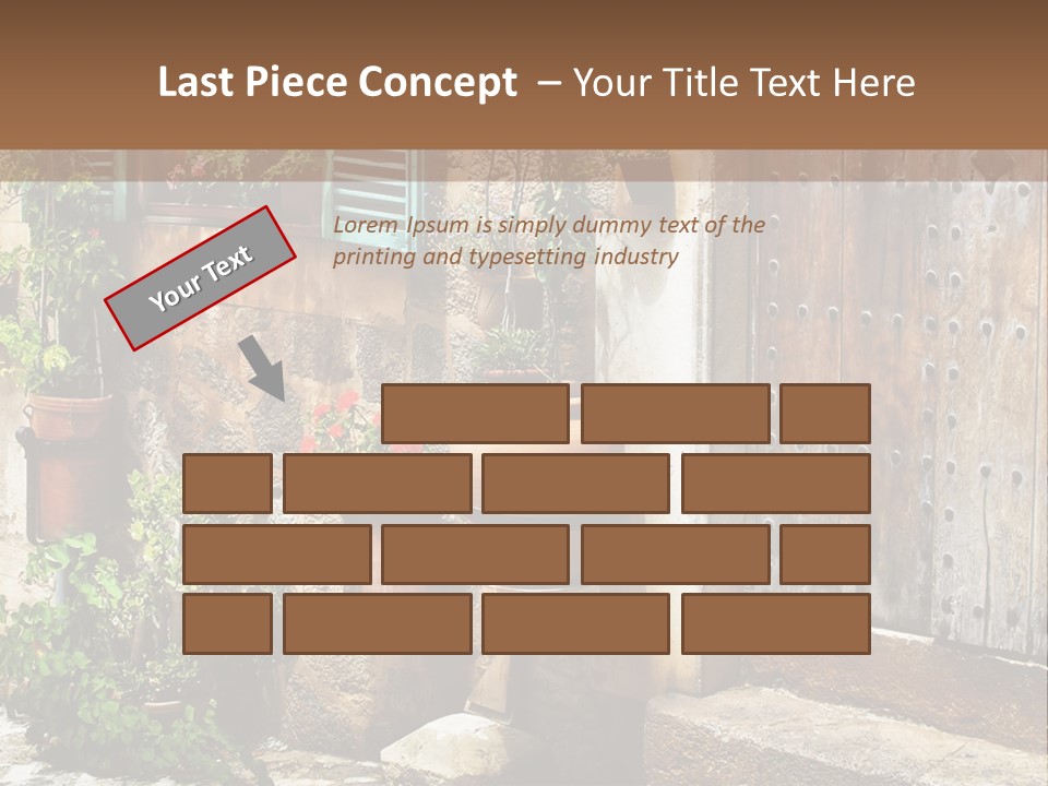 A Picture Of A Building With Potted Plants In Front Of It PowerPoint Template