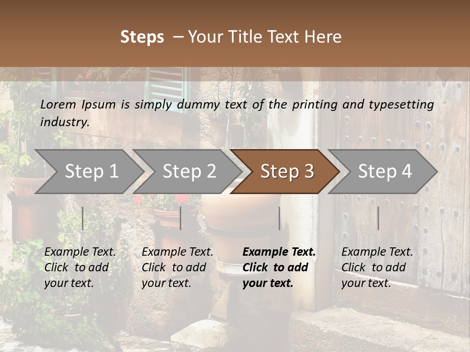 A Picture Of A Building With Potted Plants In Front Of It PowerPoint Template