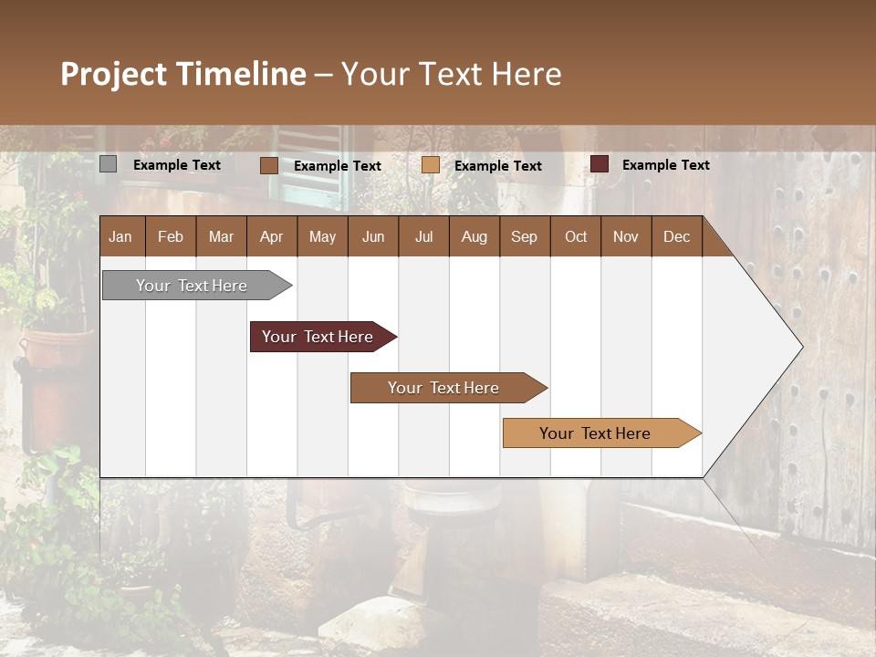 A Picture Of A Building With Potted Plants In Front Of It PowerPoint Template