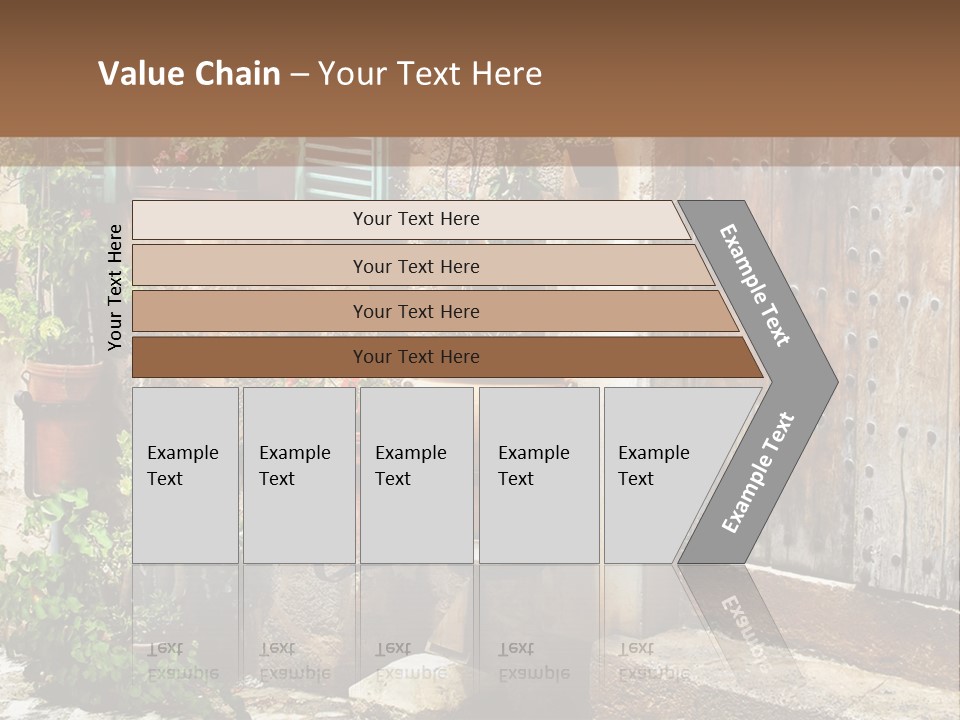 A Picture Of A Building With Potted Plants In Front Of It PowerPoint Template