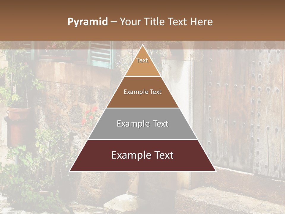 A Picture Of A Building With Potted Plants In Front Of It PowerPoint Template