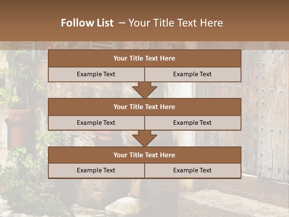 A Picture Of A Building With Potted Plants In Front Of It PowerPoint Template