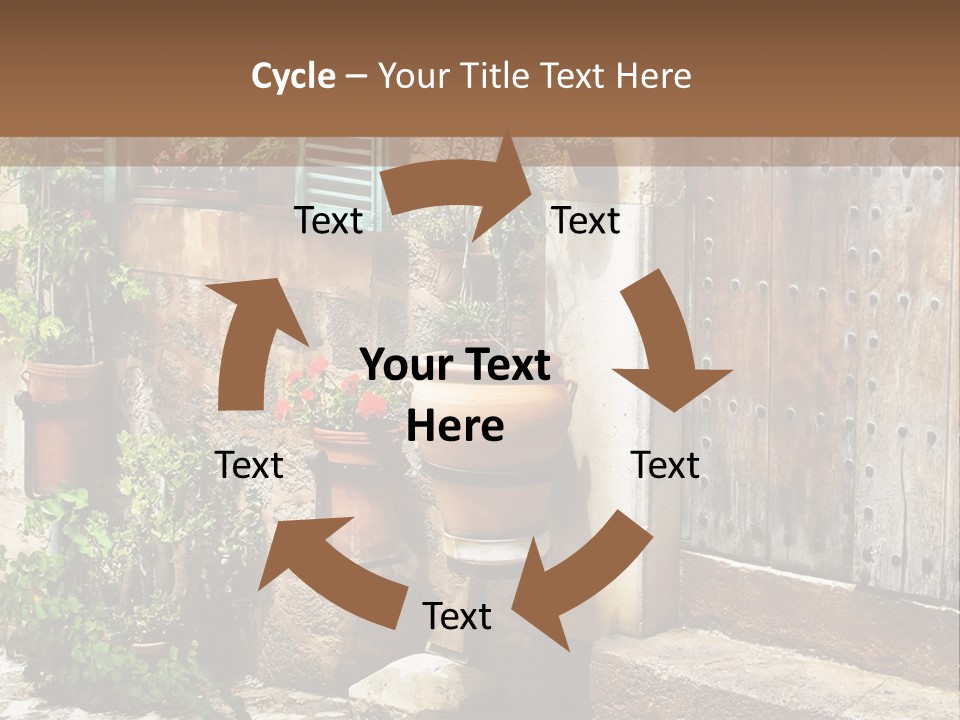 A Picture Of A Building With Potted Plants In Front Of It PowerPoint Template
