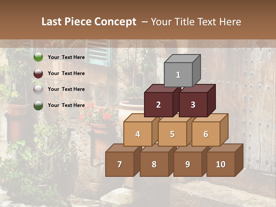 A Picture Of A Building With Potted Plants In Front Of It PowerPoint Template