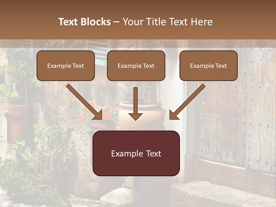 A Picture Of A Building With Potted Plants In Front Of It PowerPoint Template