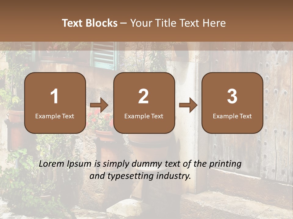 A Picture Of A Building With Potted Plants In Front Of It PowerPoint Template