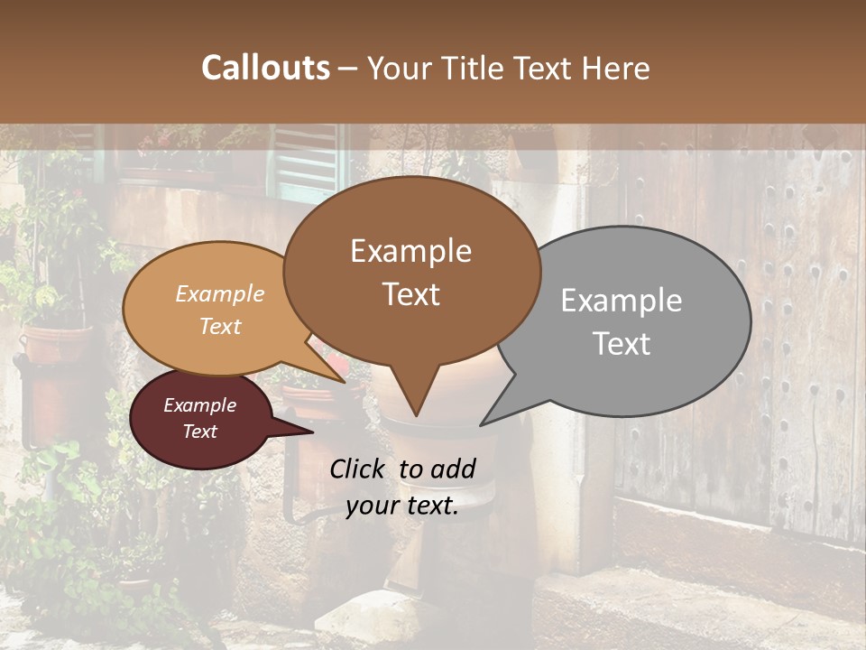A Picture Of A Building With Potted Plants In Front Of It PowerPoint Template