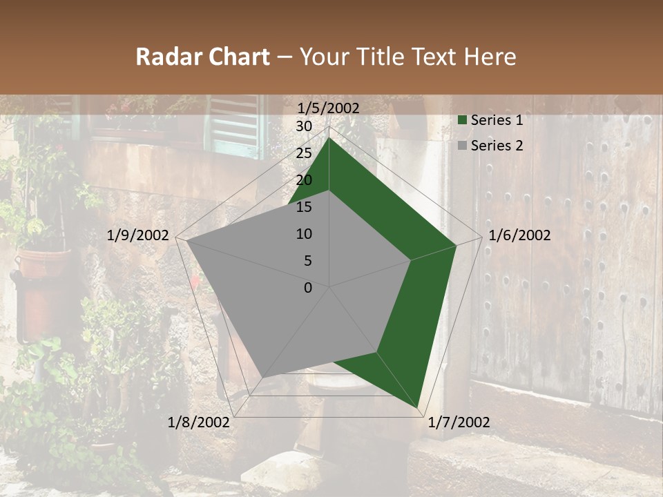 A Picture Of A Building With Potted Plants In Front Of It PowerPoint Template