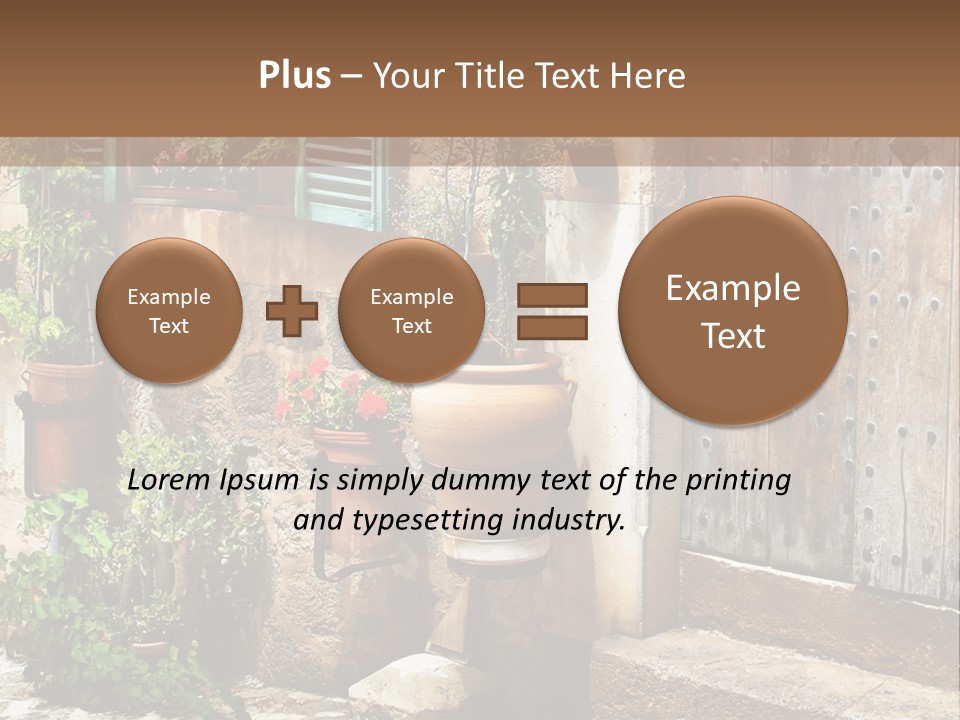 A Picture Of A Building With Potted Plants In Front Of It PowerPoint Template