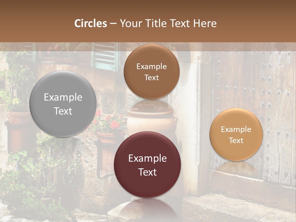A Picture Of A Building With Potted Plants In Front Of It PowerPoint Template