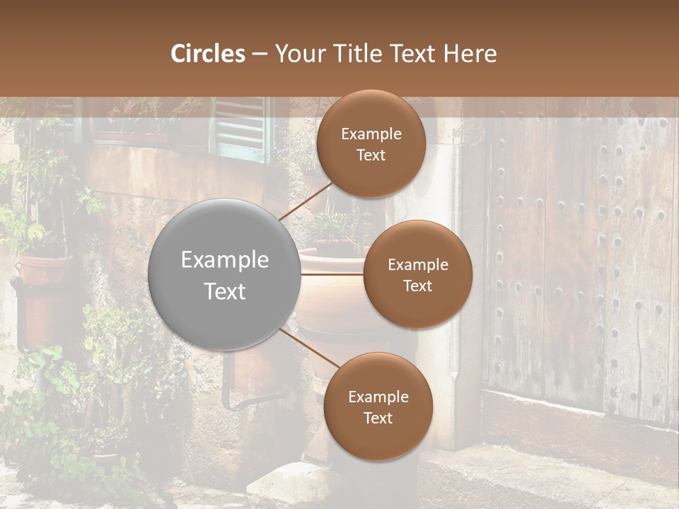 A Picture Of A Building With Potted Plants In Front Of It PowerPoint Template