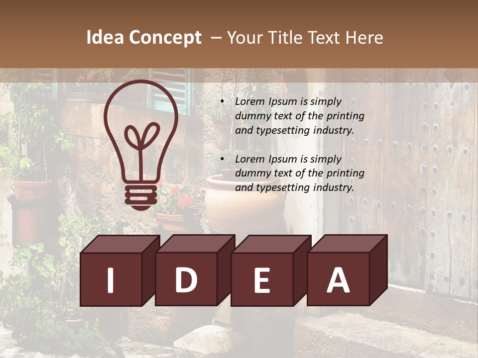 A Picture Of A Building With Potted Plants In Front Of It PowerPoint Template