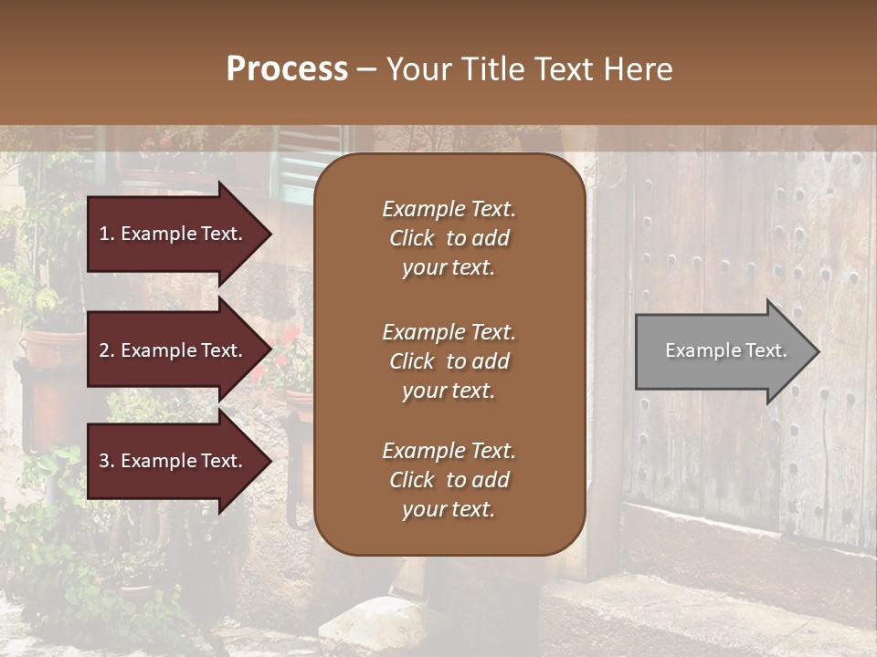 A Picture Of A Building With Potted Plants In Front Of It PowerPoint Template
