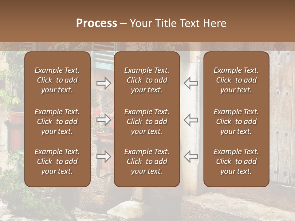 A Picture Of A Building With Potted Plants In Front Of It PowerPoint Template