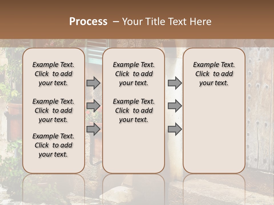 A Picture Of A Building With Potted Plants In Front Of It PowerPoint Template