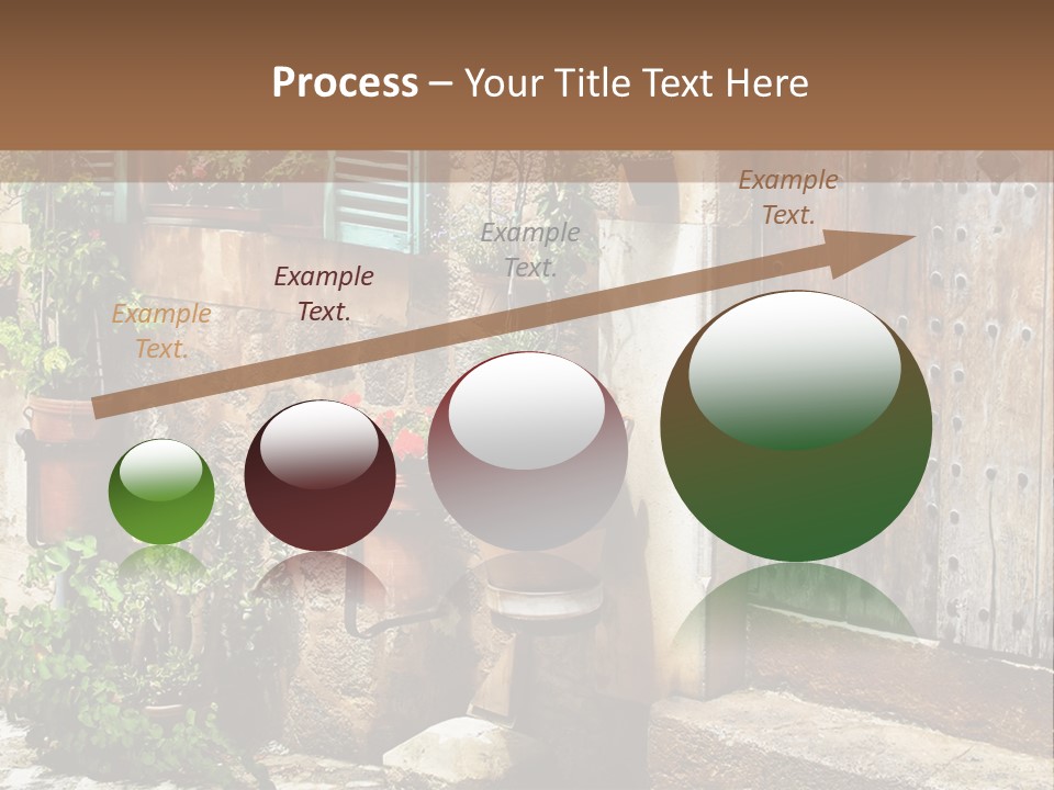 A Picture Of A Building With Potted Plants In Front Of It PowerPoint Template