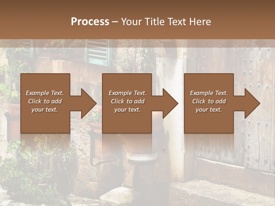 A Picture Of A Building With Potted Plants In Front Of It PowerPoint Template