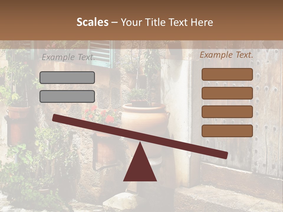 A Picture Of A Building With Potted Plants In Front Of It PowerPoint Template
