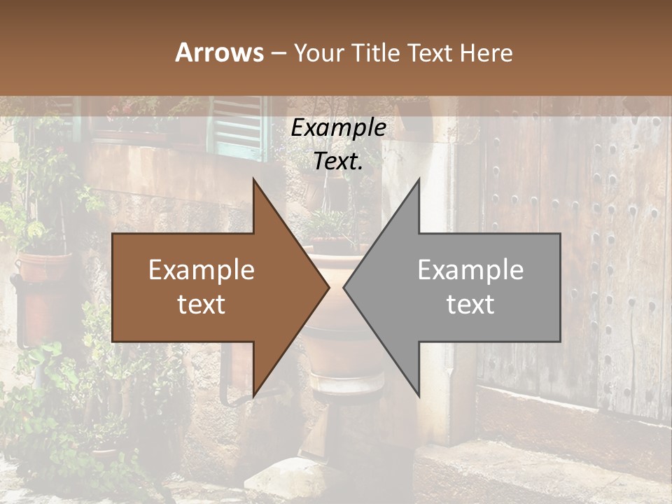 A Picture Of A Building With Potted Plants In Front Of It PowerPoint Template