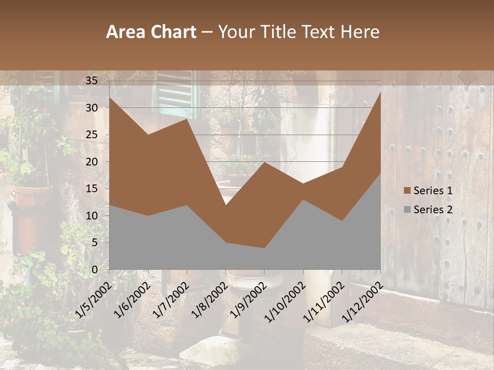 A Picture Of A Building With Potted Plants In Front Of It PowerPoint Template