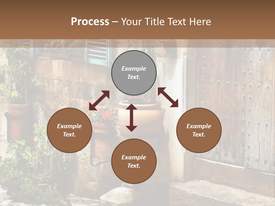 A Picture Of A Building With Potted Plants In Front Of It PowerPoint Template