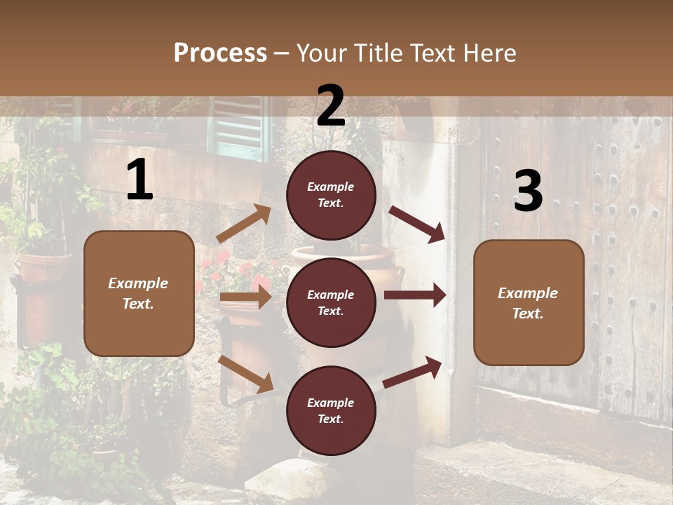A Picture Of A Building With Potted Plants In Front Of It PowerPoint Template