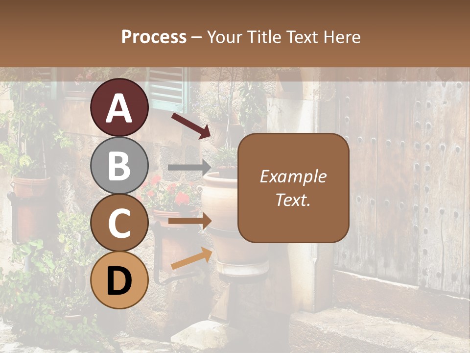 A Picture Of A Building With Potted Plants In Front Of It PowerPoint Template