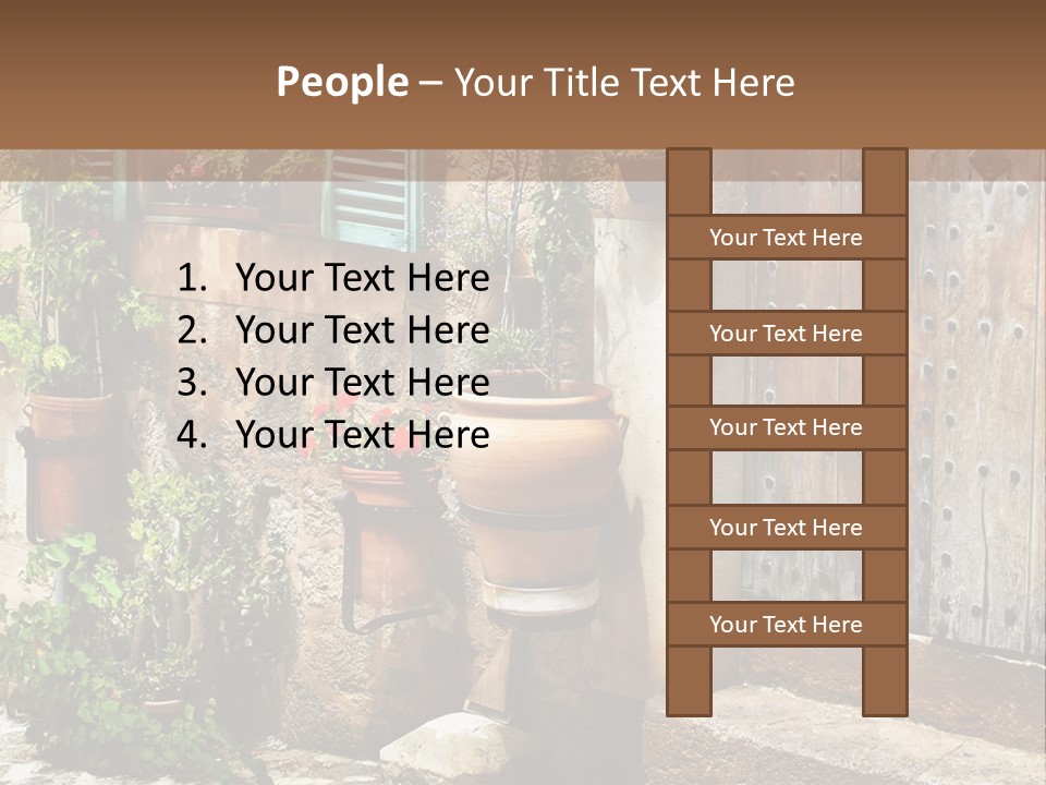 A Picture Of A Building With Potted Plants In Front Of It PowerPoint Template