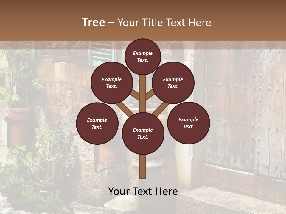 A Picture Of A Building With Potted Plants In Front Of It PowerPoint Template