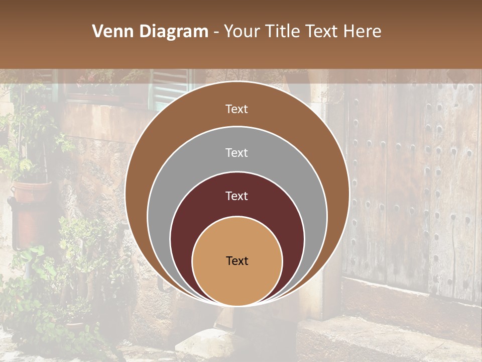 A Picture Of A Building With Potted Plants In Front Of It PowerPoint Template