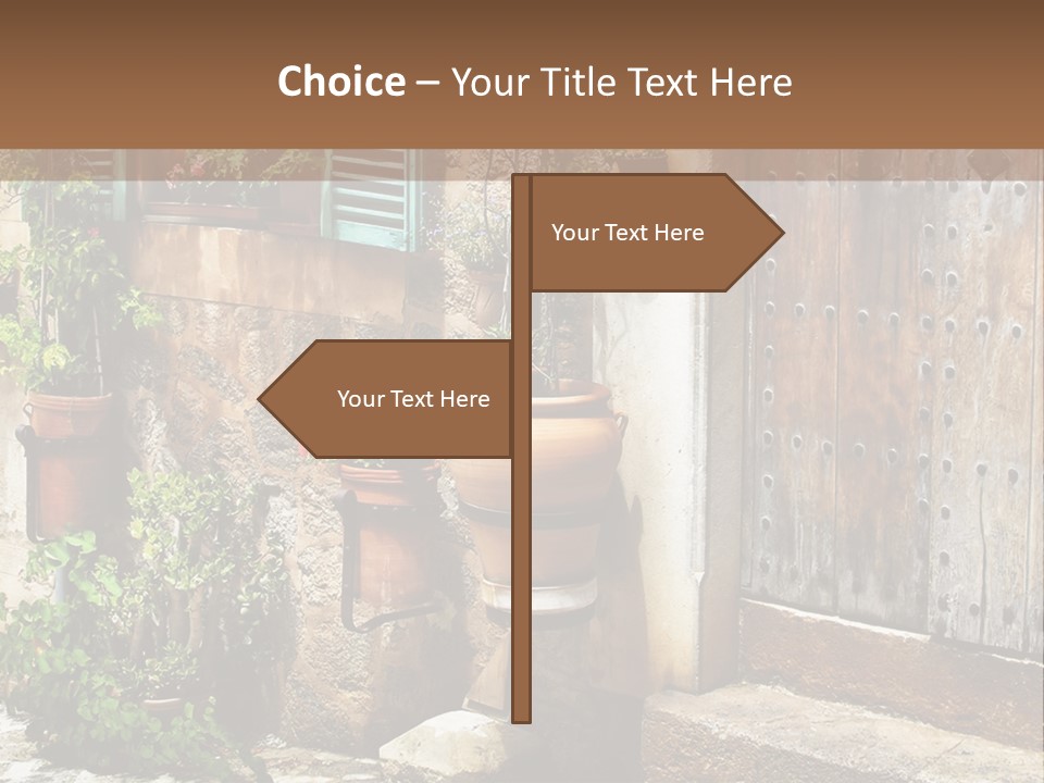 A Picture Of A Building With Potted Plants In Front Of It PowerPoint Template