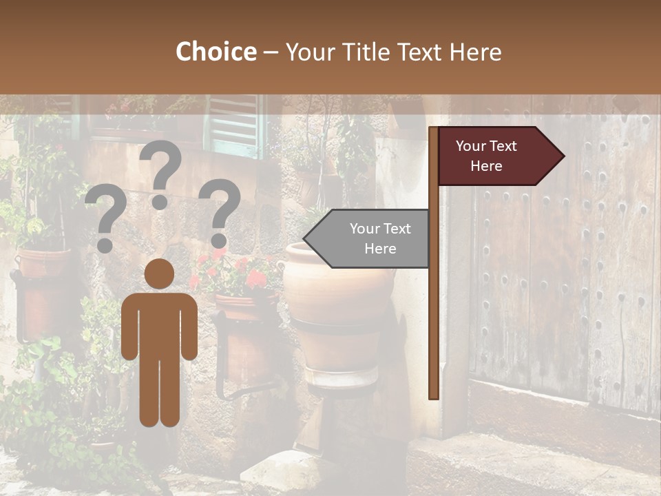 A Picture Of A Building With Potted Plants In Front Of It PowerPoint Template