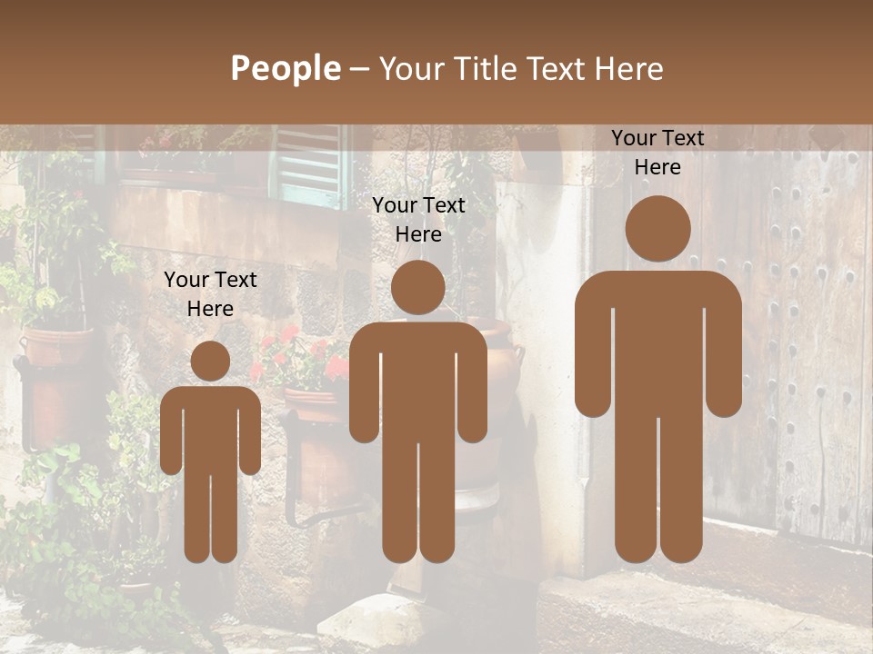 A Picture Of A Building With Potted Plants In Front Of It PowerPoint Template