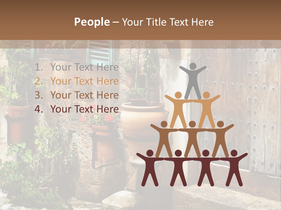 A Picture Of A Building With Potted Plants In Front Of It PowerPoint Template