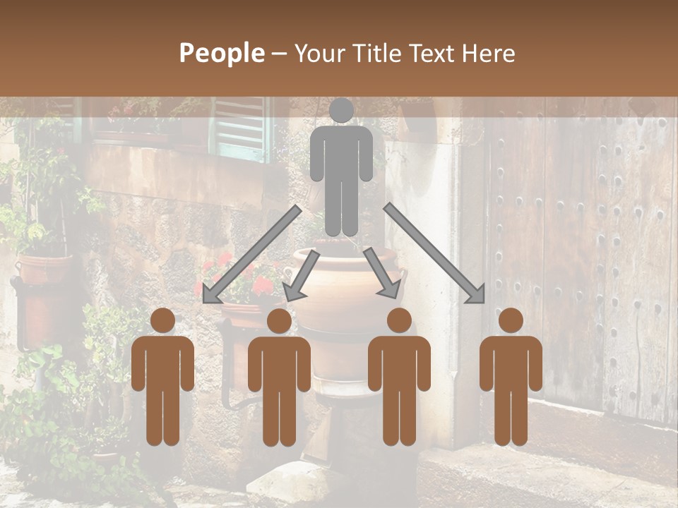 A Picture Of A Building With Potted Plants In Front Of It PowerPoint Template